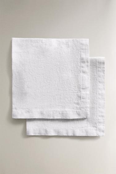 PACK OF WASHED LINEN NAPKINS (PACK OF 2) - White by Zara