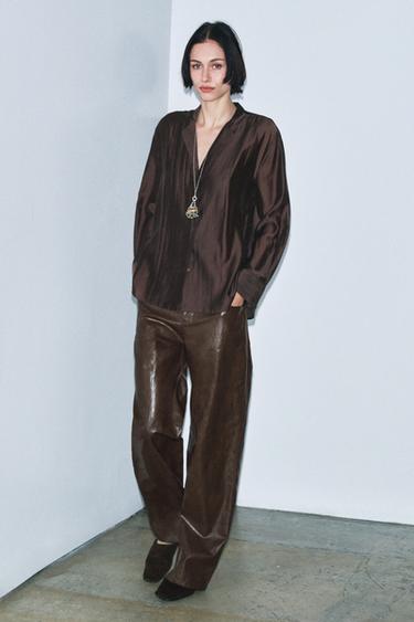 ZW COLLECTION FLOWING SHIRT - Brown by Zara