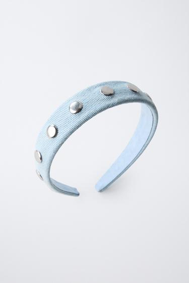 STUDDED DENIM HEADBAND - Light blue by Zara