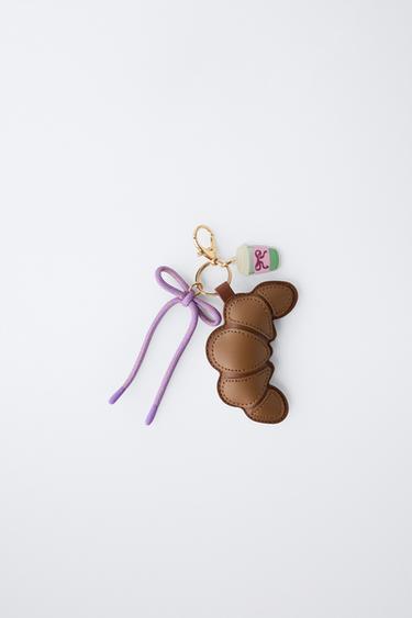 CROISSANT AND MATCHA TEA KEY RING - Brown by Zara