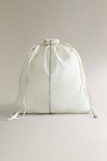 LINEN BAG WITH TOPSTITCHING - Ecru by Zara - Image 0