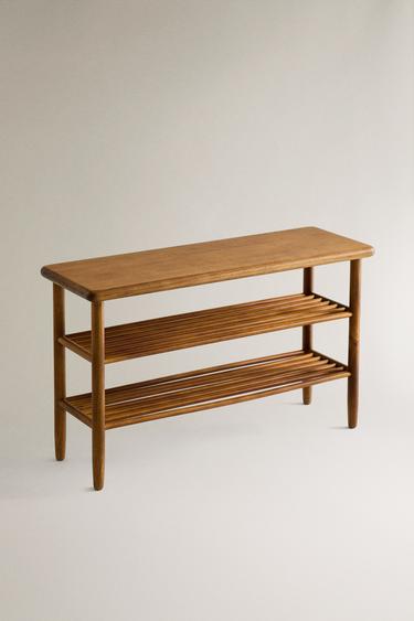 ACACIA WOOD SHOE BENCH - Brown by Zara