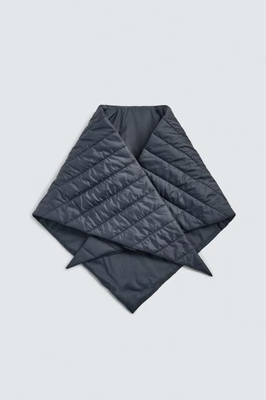 QUILTED TRIANGULAR BANDANA - Blue / Grey by Zara