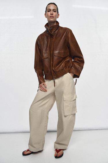 ZW COLLECTION CARGO TROUSERS - Ecru by Zara