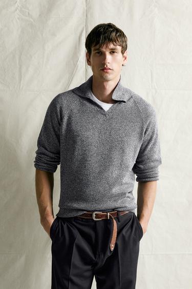MELANGE REGULAR FIT KNIT POLO SHIRT - Blue marl by Zara