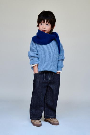 WIDE-LEG DRAWSTRING JEANS - Mid-blue by Zara