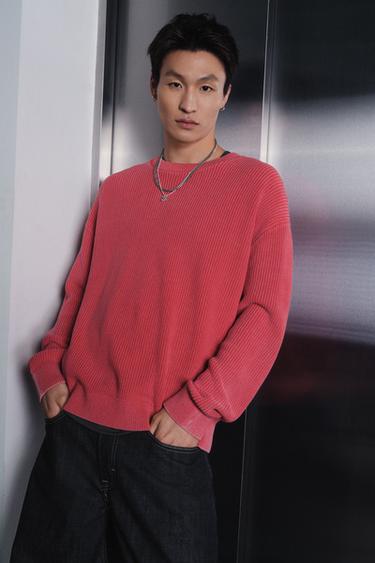 WASHED RIBBED TEXTURE JUMPER - Red by Zara