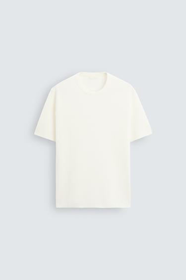 RELAXED FIT KNIT T-SHIRT - Cream by Zara