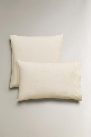 CHILDREN'S PILLOWCASE WITH EMBROIDERED MICE - Oyster-white by Zara - Image 0
