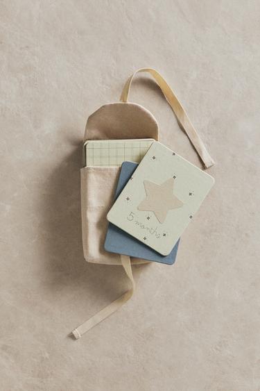 BABY MONTHLY MILESTONE KIT - 12 LITTLE DONKEY CARDS - Light beige by Zara