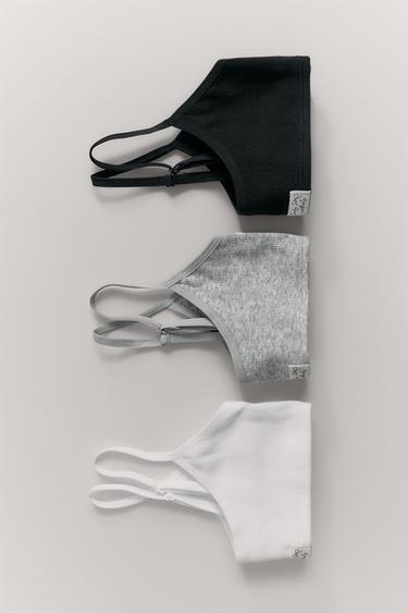 AGES 9-14 / THREE-PACK OF LABELLED TOPS - Black / White by Zara