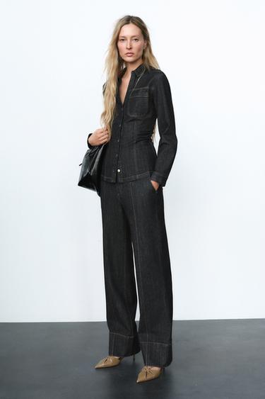 BOOTCUT PINTUCK TROUSERS - Black by Zara