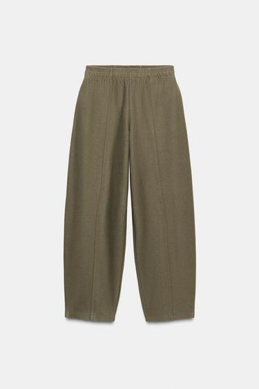 SOFT STRAIGHT-LEG TROUSERS - Khaki by Zara