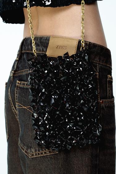 BEADED BUCKET BAG - Black by Zara