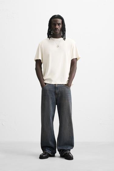 IRREGULAR TEXTURE T-SHIRT - Oyster-white by Zara - Image 0