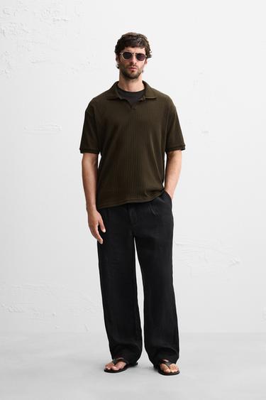 RIB POLO SHIRT - Chocolate by Zara - Image 0