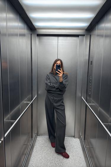 STRAIGHT PLUSH TROUSERS - Charcoal by Zara - Image 0
