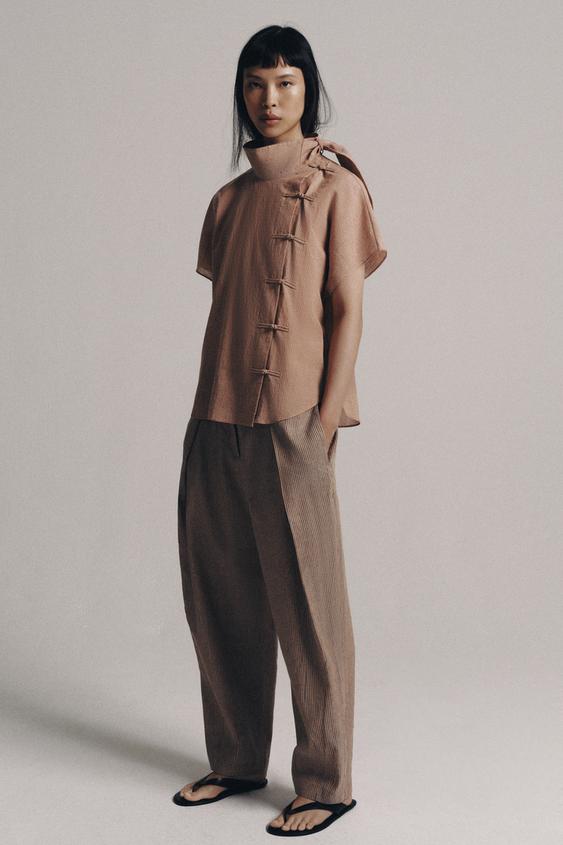 ZW COLLECTION SHIRT WITH FROG FASTENING - Light brown by Zara - Image 0