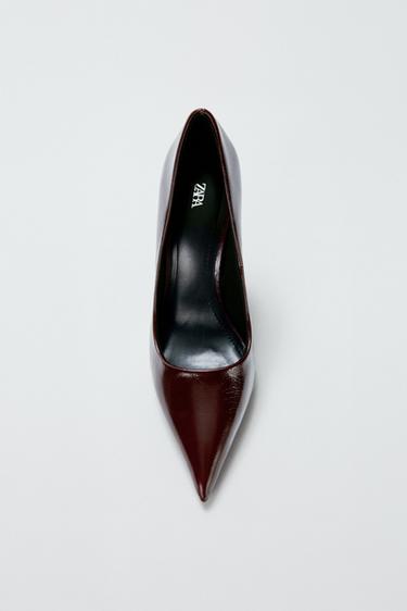 LEATHER HIGH-HEEL SHOES - Brown by Zara