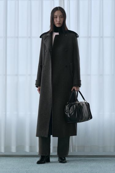 ZW COLLECTION LIMITED EDITION LONG WOOL COAT - Grey marl by Zara