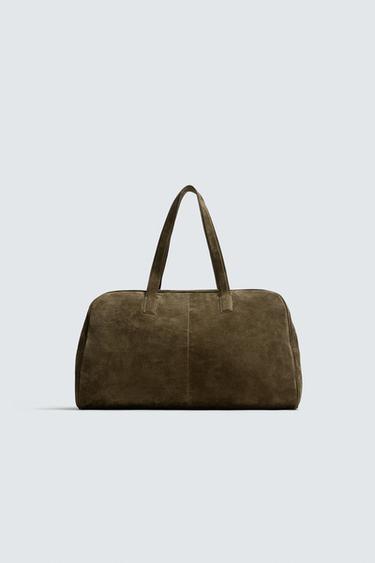 M LEATHER TRAVEL BAG - Khaki Green by Zara