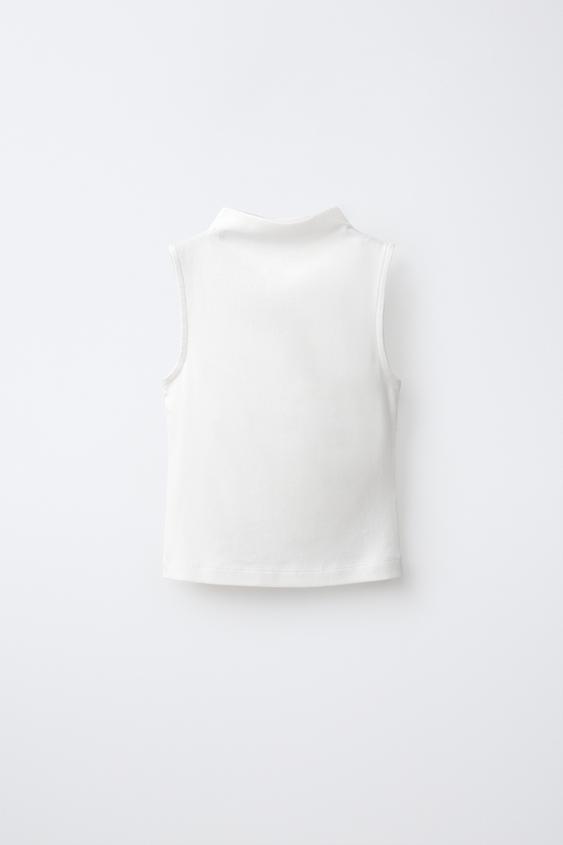 COTTON AND MODAL SLEEVELESS TOP - White by Zara - Image 0