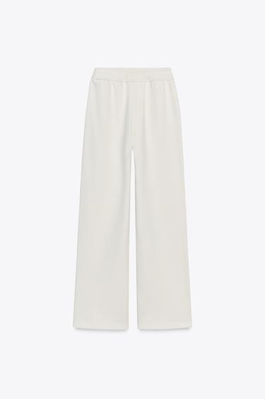 WIDE-LEG PLUSH TROUSERS - Ecru by Zara