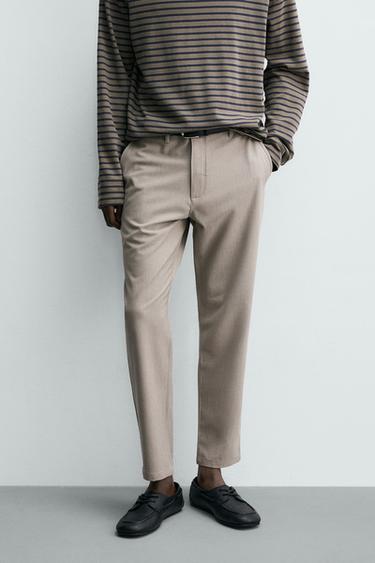 COMFORT TEXTURED CHINO TROUSERS - Light mink by Zara