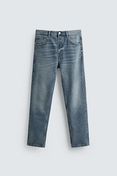 SLIM FIT CROPPED JEANS - Mid-blue by Zara