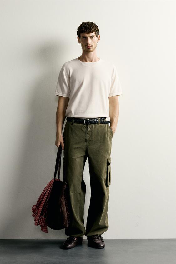 REGULAR FIT KNIT T-SHIRT - Ecru by Zara - Image 0