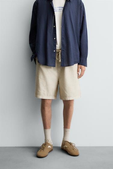 FADED RELAXED FIT BERMUDA SHORTS - Stone by Zara