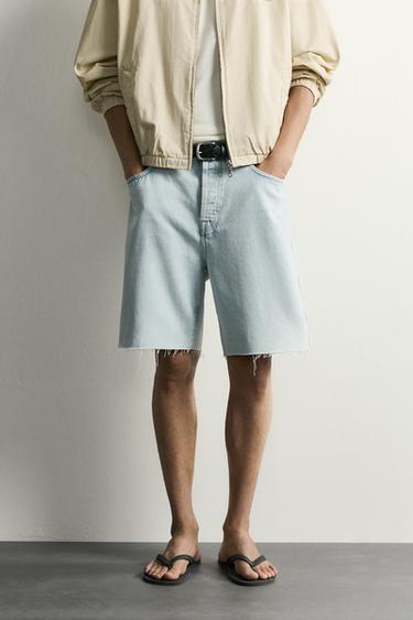 STRAIGHT-LEG DENIM BERMUDA SHORTS - Light blue by Zara