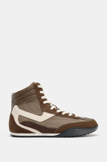 HIGH-TOP SNEAKERS - Brown by Zara