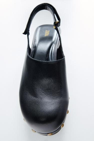 LEATHER CLOGS WITH STUDS - Black by Zara