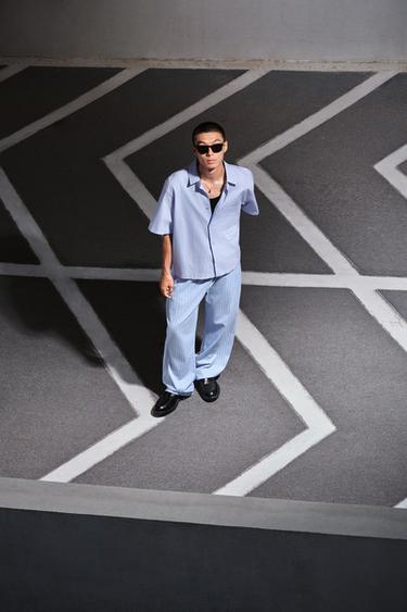 STRIPED TEXTURED TROUSERS - striped by Zara