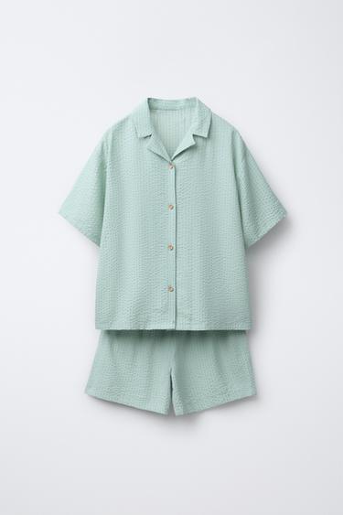 6-14 YEARS/ SEERSUCKER SHIRT PYJAMAS - Greenish by Zara - Image 0
