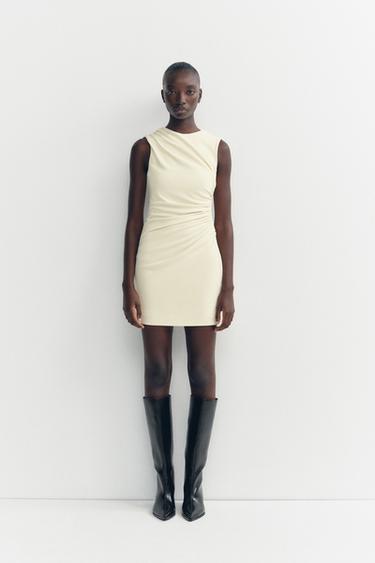 DRAPED SHORT DRESS - Ecru by Zara - Image 0