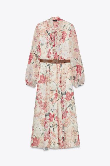 FLORAL PRINT MIDI DRESS WITH BELT - Multicoloured by Zara - Image 0