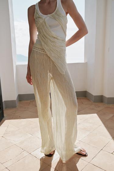 CROCHET TROUSERS - Ecru / Marl by Zara