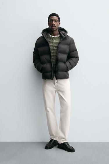WATER-REPELLENT HOODIE PUFFER JACKET - Black by Zara