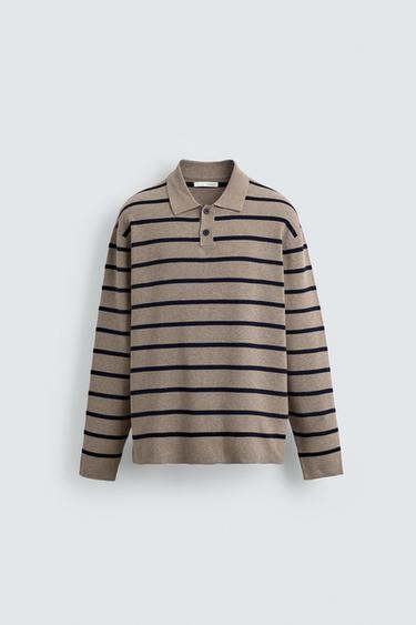SOFT KNIT POLO SHIRT - Sand / Blue by Zara