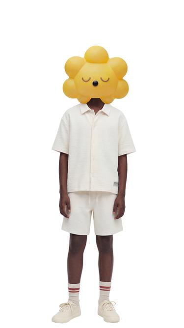 SHIRT AND BERMUDA SHORTS SET WITH LABEL - Ecru / Beige by Zara