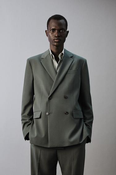 COMFORT FIT DOUBLE-BREASTED BLAZER - Green by Zara