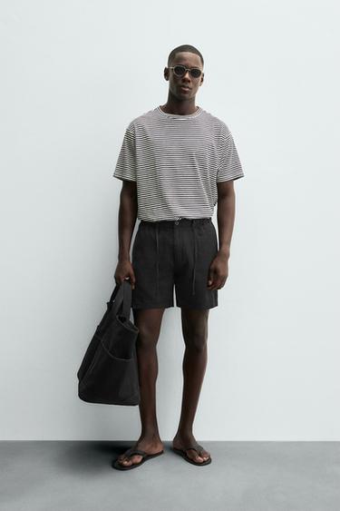 BERMUDA SHORTS LINEN BLEND - Black by Zara
