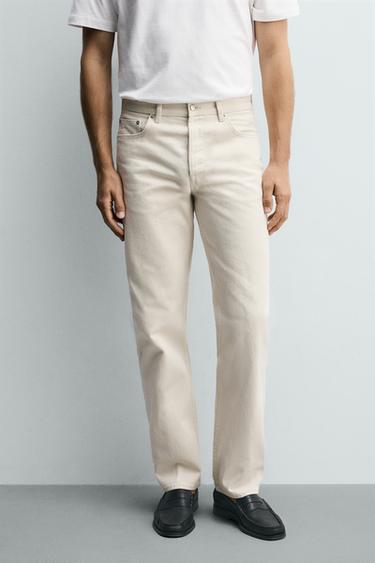 STRAIGHT-LEG JEANS - Oyster-white by Zara