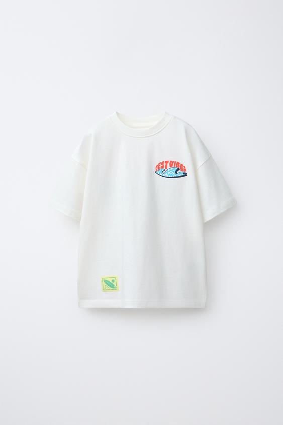 BEST VIBES PRINT T-SHIRT - White by Zara - Image 0