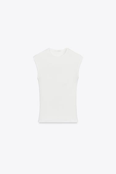 STRETCH RIB T-SHIRT - White by Zara