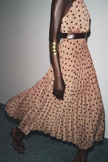 POLKA DOT MIDI DRESS WITH BELT - 930 by Zara
