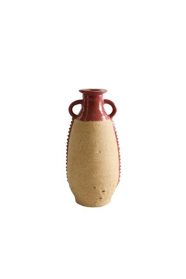 DECORATIVE TERRACOTTA VASE WITH HANDLES - Red by Zara