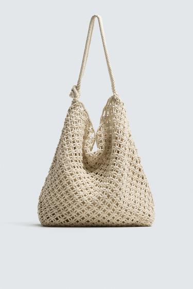 MACRAMÉ SHOULDER BAG - Sand Brown by Zara